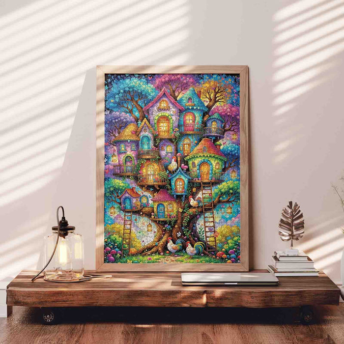 Fantasy Treehouse Village Colorful Dream Jigsaw Puzzle