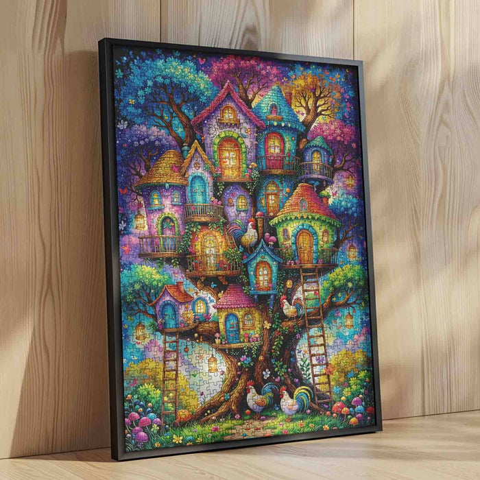 Fantasy Treehouse Village Colorful Dream Jigsaw Puzzle