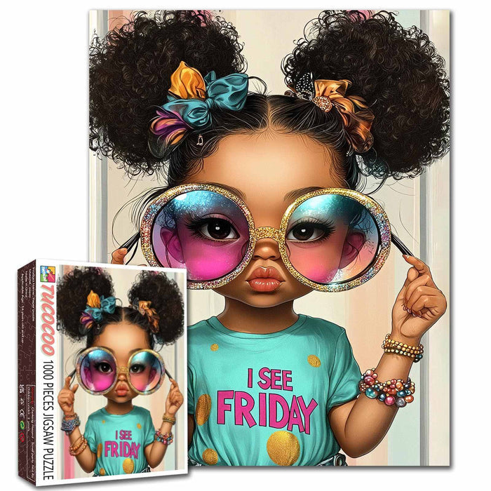 Fashion Girl with Oversized Glasses Jigsaw Puzzle