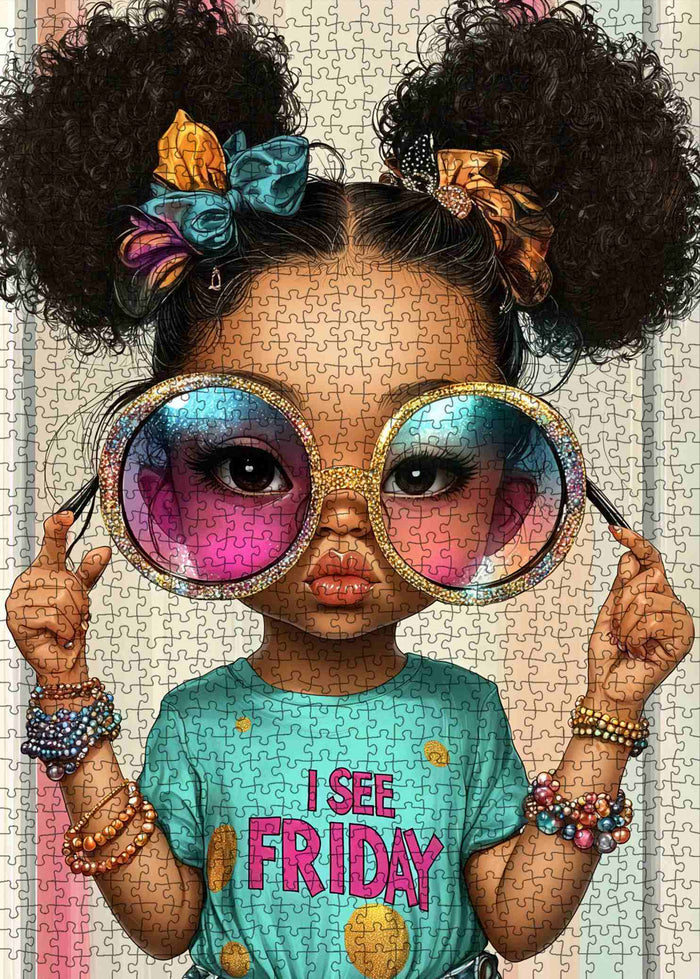 Fashion Girl with Oversized Glasses Jigsaw Puzzle