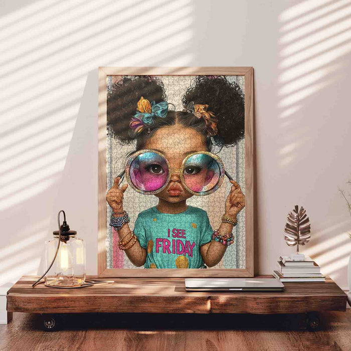 Fashion Girl with Oversized Glasses Jigsaw Puzzle