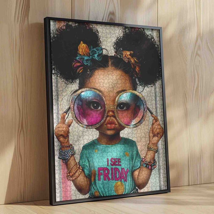 Fashion Girl with Oversized Glasses Jigsaw Puzzle
