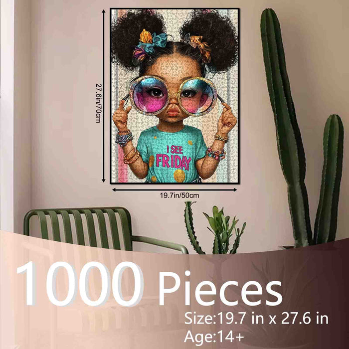 Fashion Girl with Oversized Glasses Jigsaw Puzzle