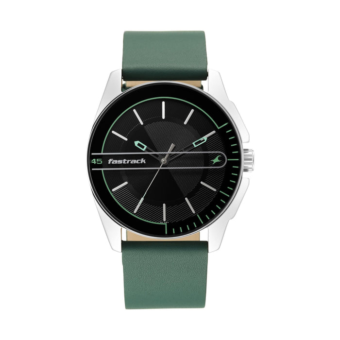 Fastrack analog black dial men's watch-3089sl16, black, strap, Black, strap