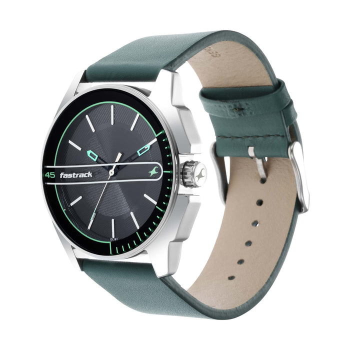 Fastrack analog black dial men's watch-3089sl16, black, strap, Black, strap