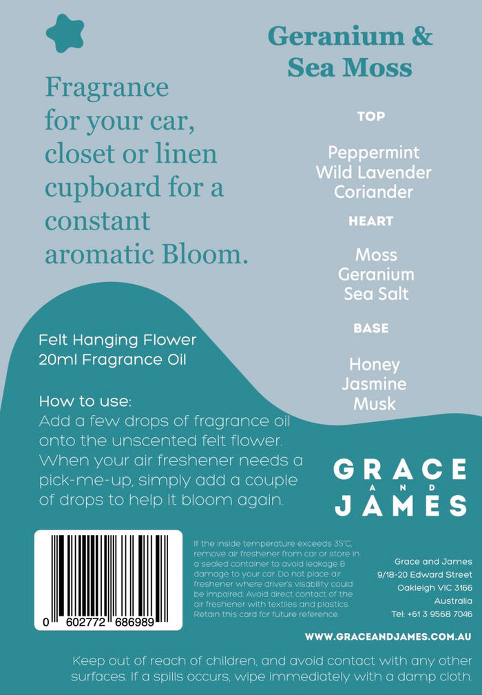 Felt Air Freshener - Geranium + Sea Moss