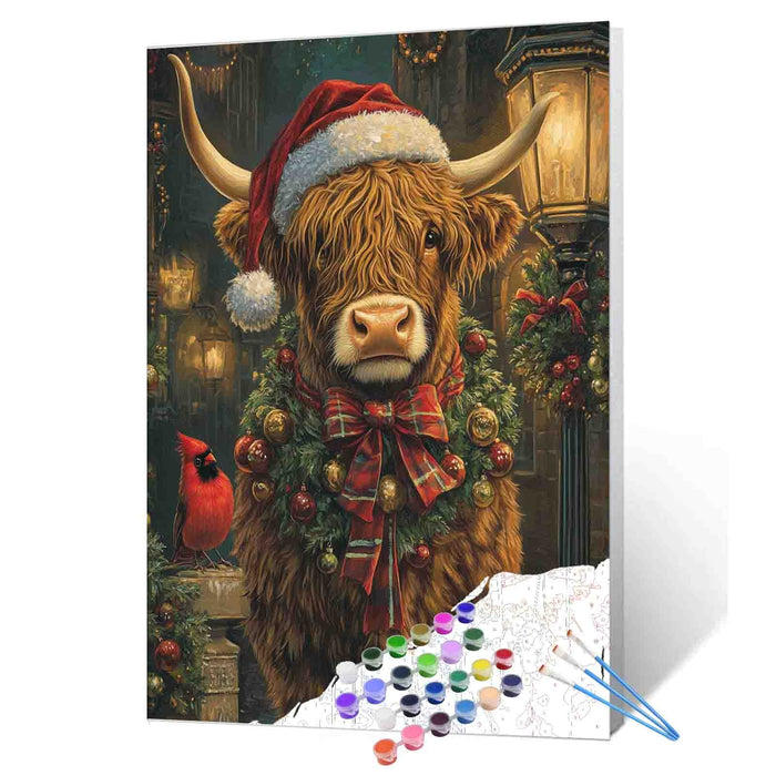 Festive Highland Cow Paint by Numbers