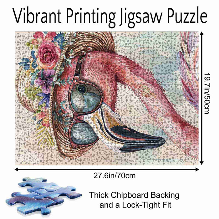 Flamingo with Flower Crown Jigsaw Puzzle