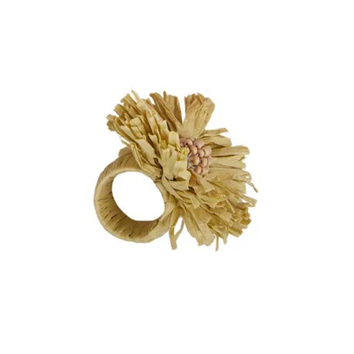 Flora Raffia Napkin Rings - Yellow