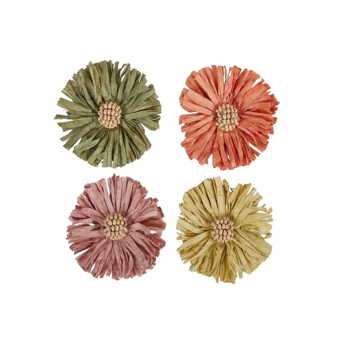 Flora Raffia Napkin Rings - Yellow