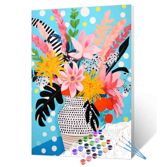 Floral Bouquet in Vase Paint by Numbers