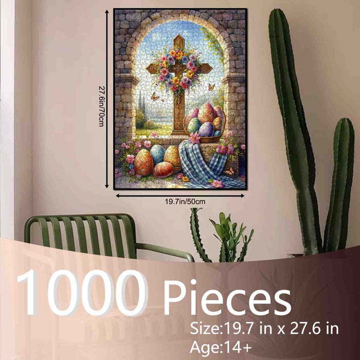 Floral Cross Easter Blessing Scene Jigsaw Puzzle