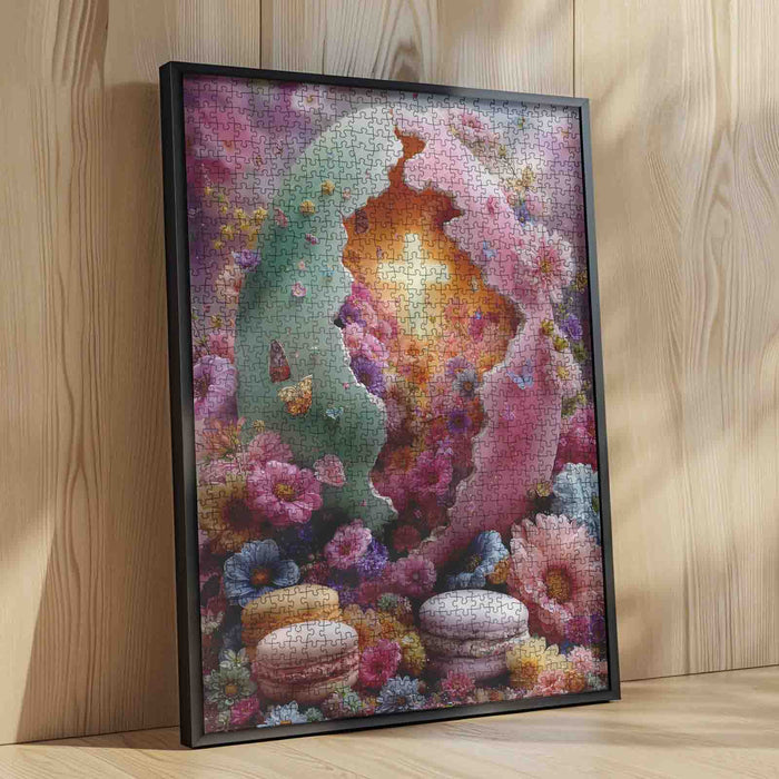 Floral Easter Bunny Silhouette Dream Jigsaw Puzzle