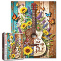 Floral Guitar Butterfly Rustic Wood Art Jigsaw Puzzle