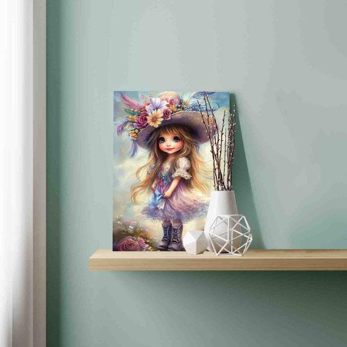 Floral Hat Girl Paint by Numbers
