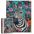 Floral Zebra Portrait Jigsaw Puzzle