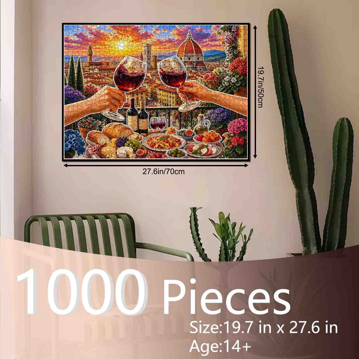 Florence Sunset Wine Toast Jigsaw Puzzle
