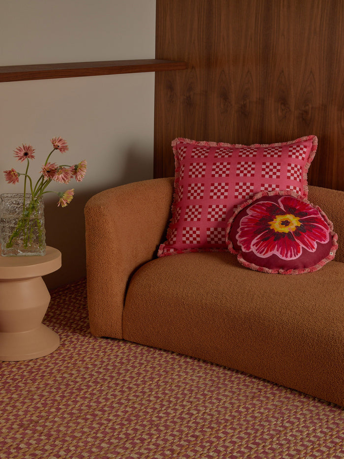 Floriana Pink 45cm Round Cushion styled