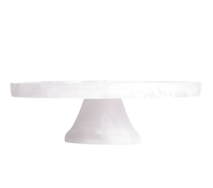 Footed Cake Stand Large - White Swirl