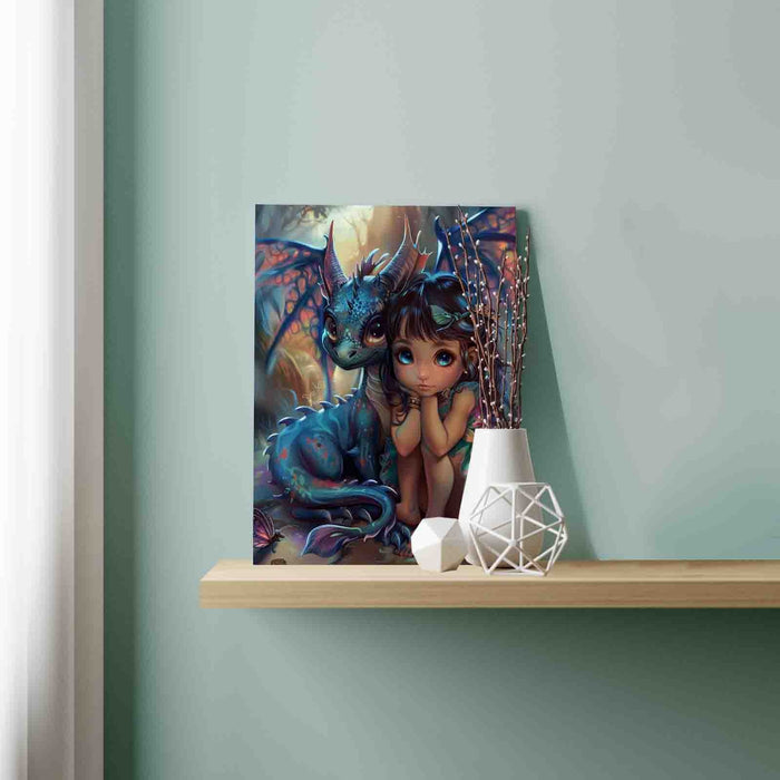 Forest Princess and Baby Dragon Paint by Numbers