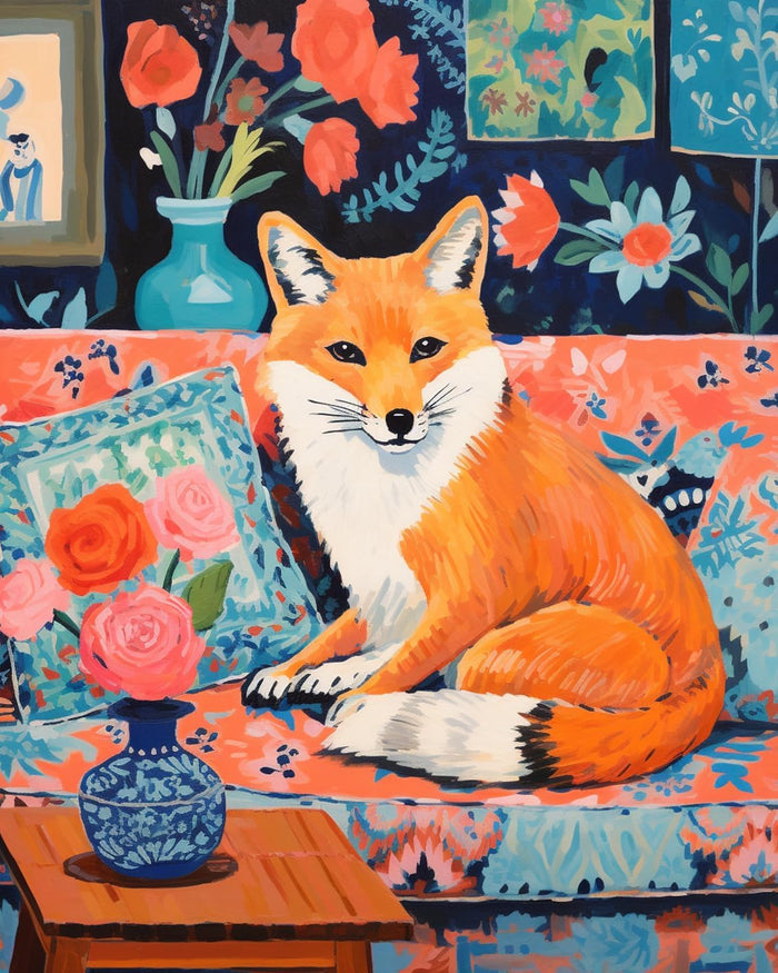 Fox Sitting on Sofa Paint by Numbers