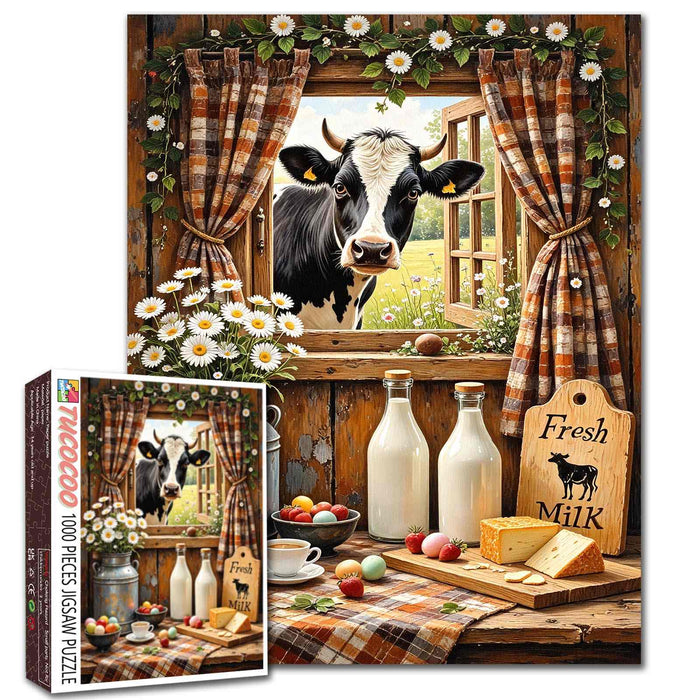 Fresh Farmhouse Cow Jigsaw Puzzle