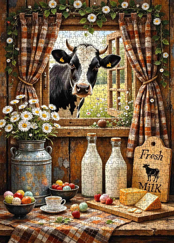 Fresh Farmhouse Cow Jigsaw Puzzle