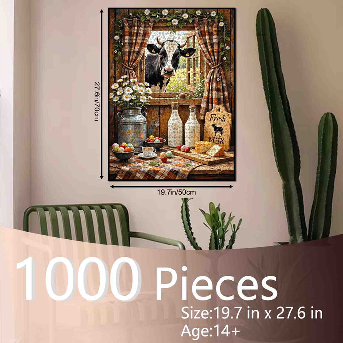 Fresh Farmhouse Cow Jigsaw Puzzle