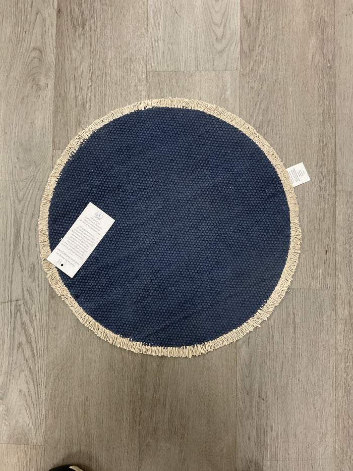 Fringed vintage indigo placemat