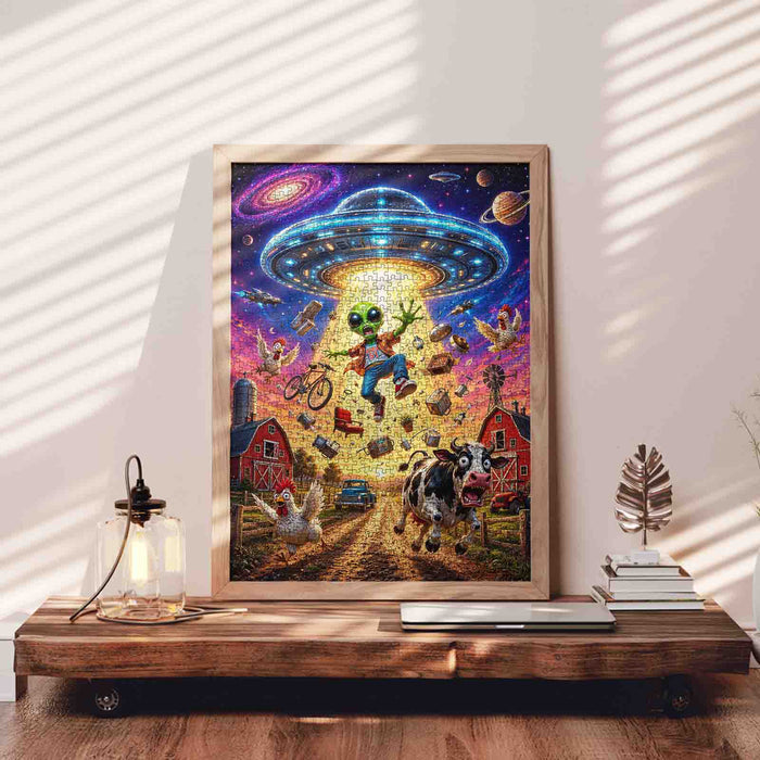 Funny Alien UFO Farm Adventure Jigsaw Puzzle