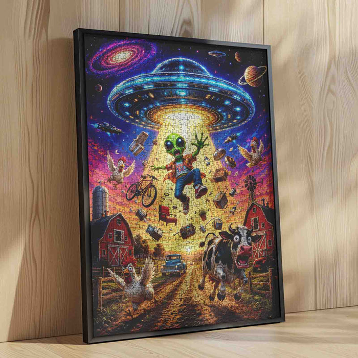 Funny Alien UFO Farm Adventure Jigsaw Puzzle