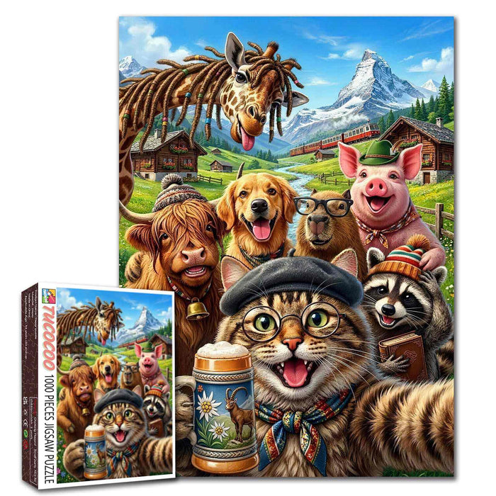 Funny Alpine Animal Selfie Jigsaw Puzzle
