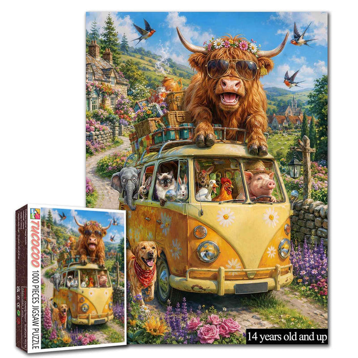 Funny Animal Road Trip Adventure Jigsaw Puzzle