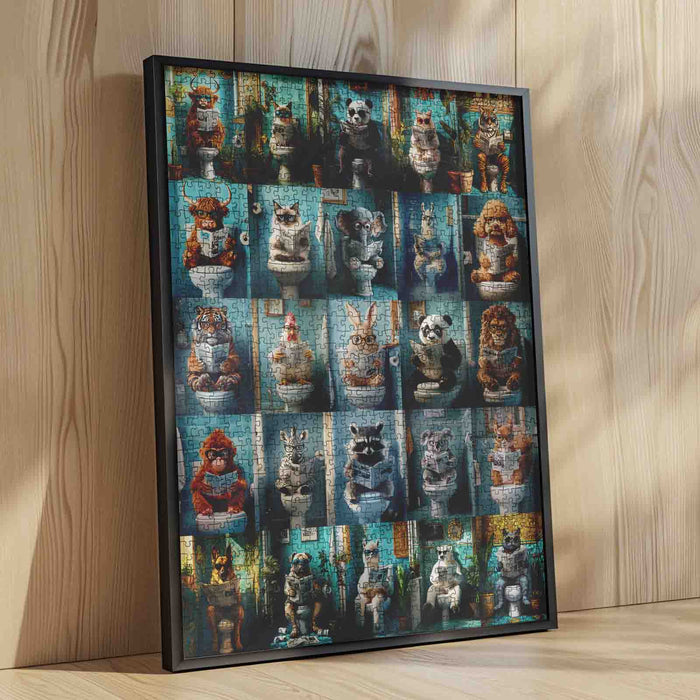 Funny Animals Bathroom Reading Jigsaw Puzzle