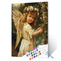 Garden Angel with Golden Wings Paint by Numbers