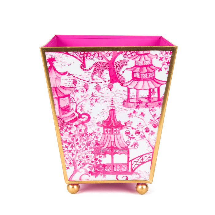 Garden Party Enameled Square Cachepot Planter