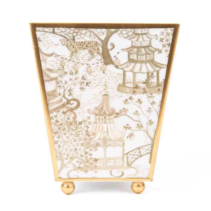Garden Party Enameled Square Cachepot Planter