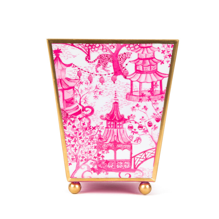 Garden Party Enameled Square Cachepot Planter