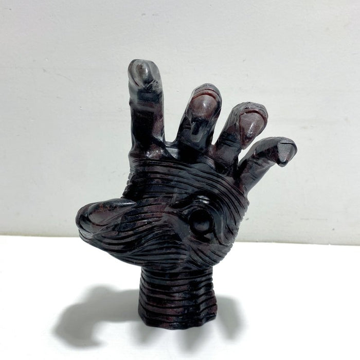 Garnet Mixed Astrophyllite Witchcore Demon Hand Carving - Wholesale Crystals