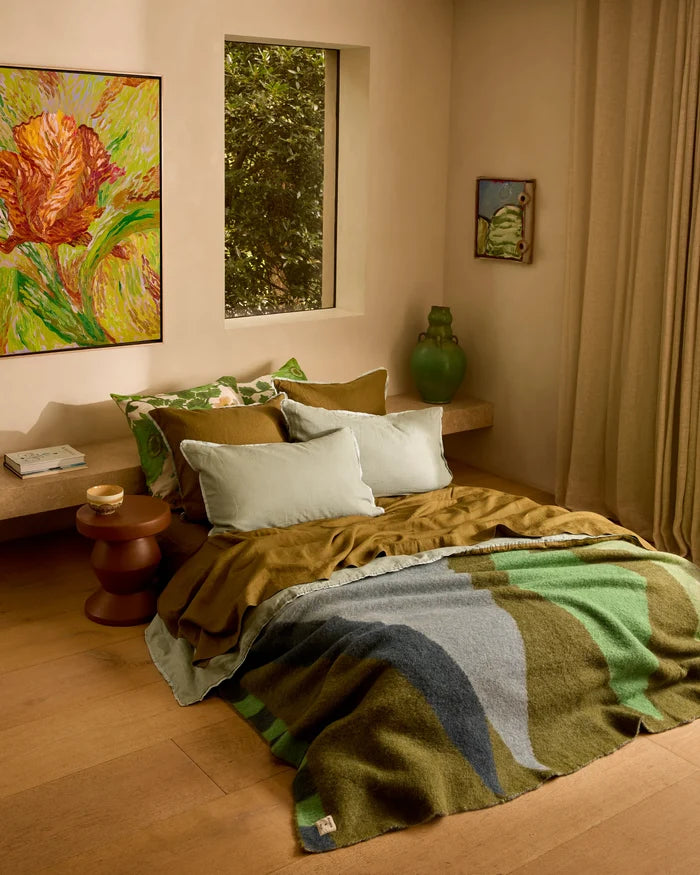 Geometric Green Mohair Throw