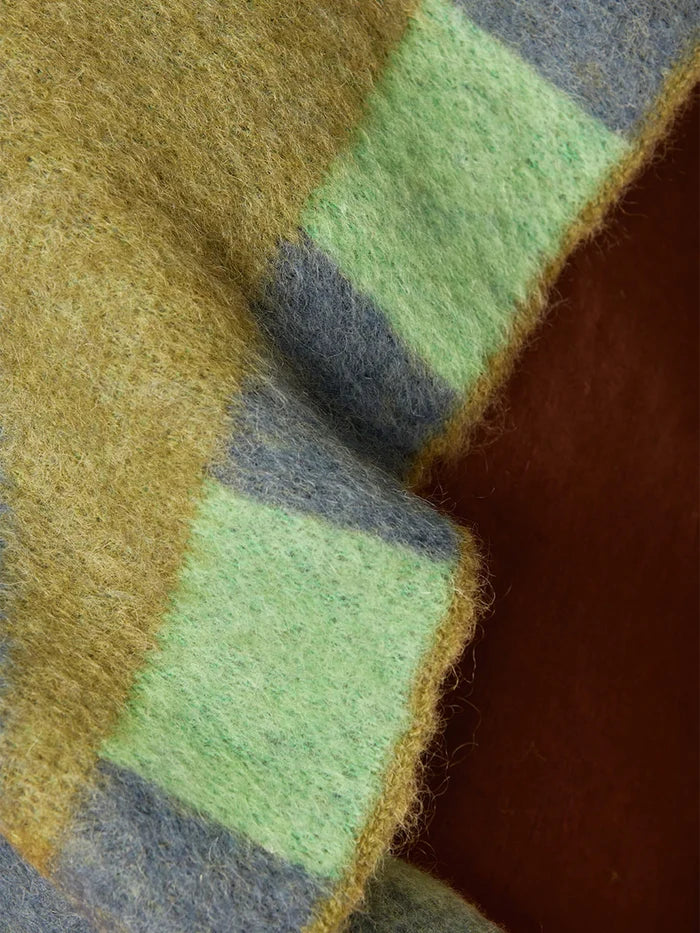 Geometric Green Mohair Throw
