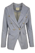 giacca donna doppiopetto fantasia righe blu e bianco