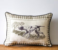 GINGHAM HUNTING DOG PILLOW with Charcoal Piping