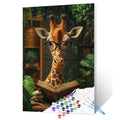 Giraffe Scholar in Study Room Paint by Numbers