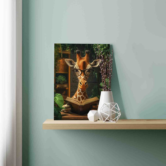 Giraffe Scholar in Study Room Paint by Numbers