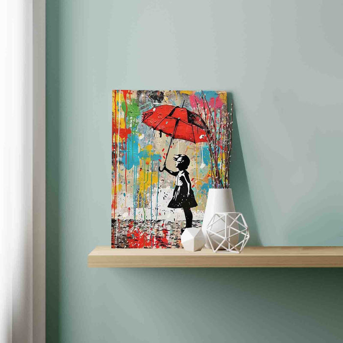 Girl under Red Umbrella Paint by Numbers