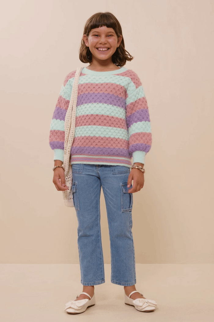 Girls Color Block Chunky Sweater