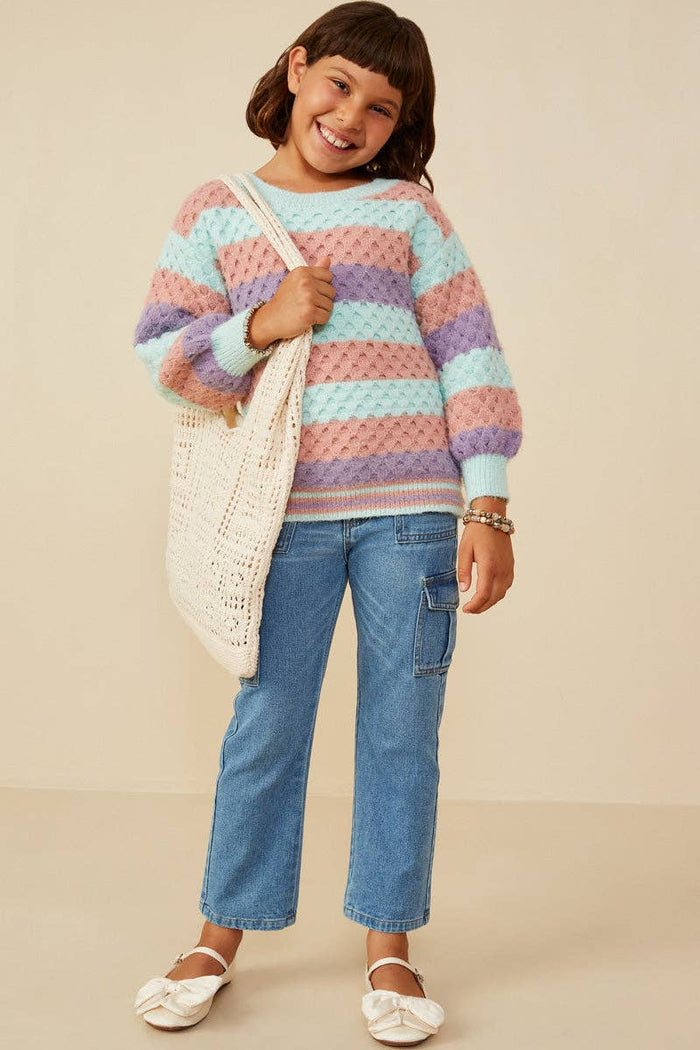 Girls Color Block Chunky Sweater