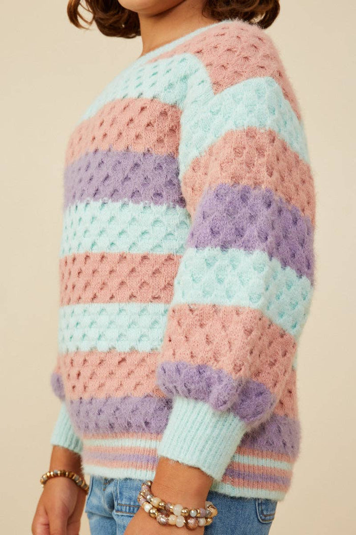 Girls Color Block Chunky Sweater