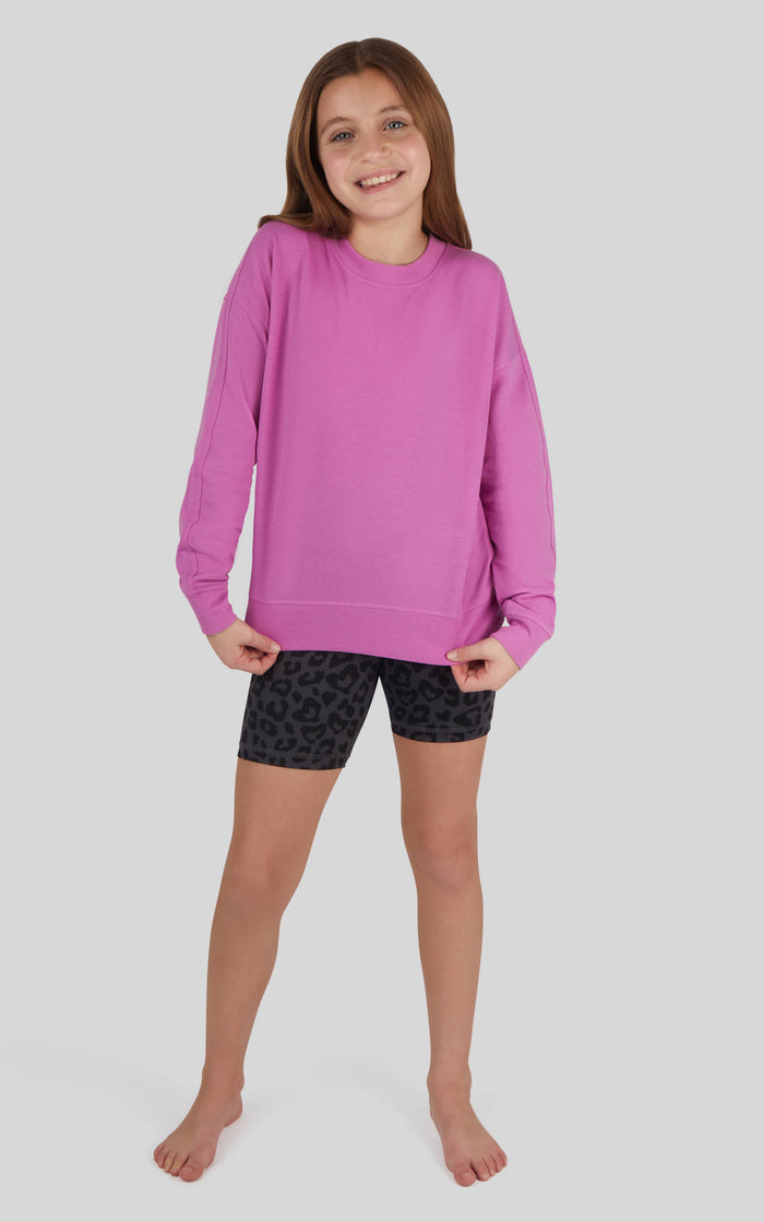 Girls Crew Sweatshirt, Basic Short, Fanny Bag - 3 PCS Set